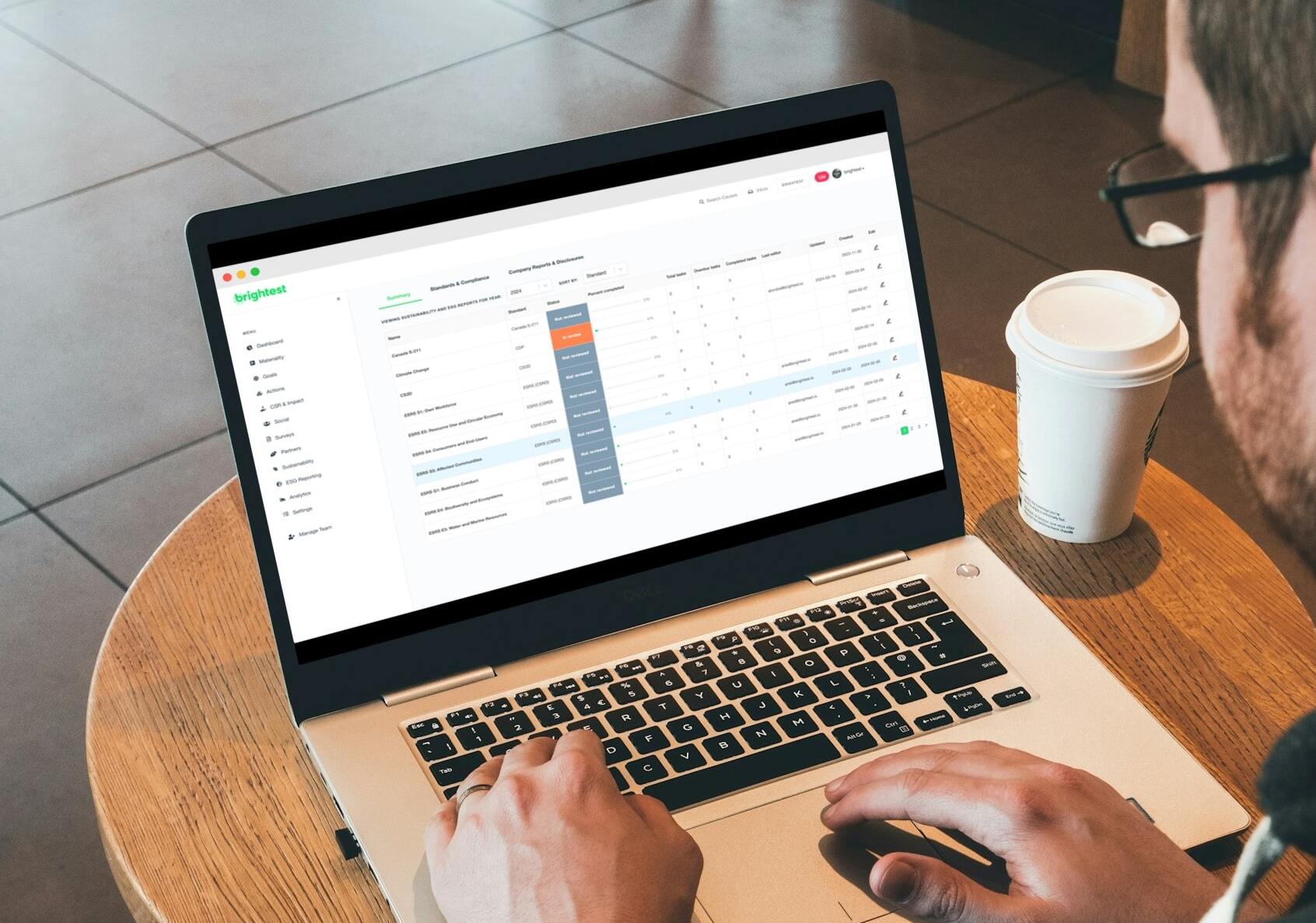 Sustainability Reporting on Laptop Stock Image